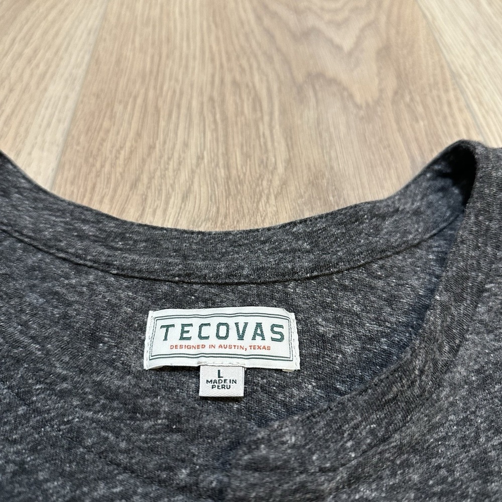 Tecovas Henley Shirt Mens Large Charcoal Gray Heather Long Sleeve Western Cowboy - Picture 2 of 7